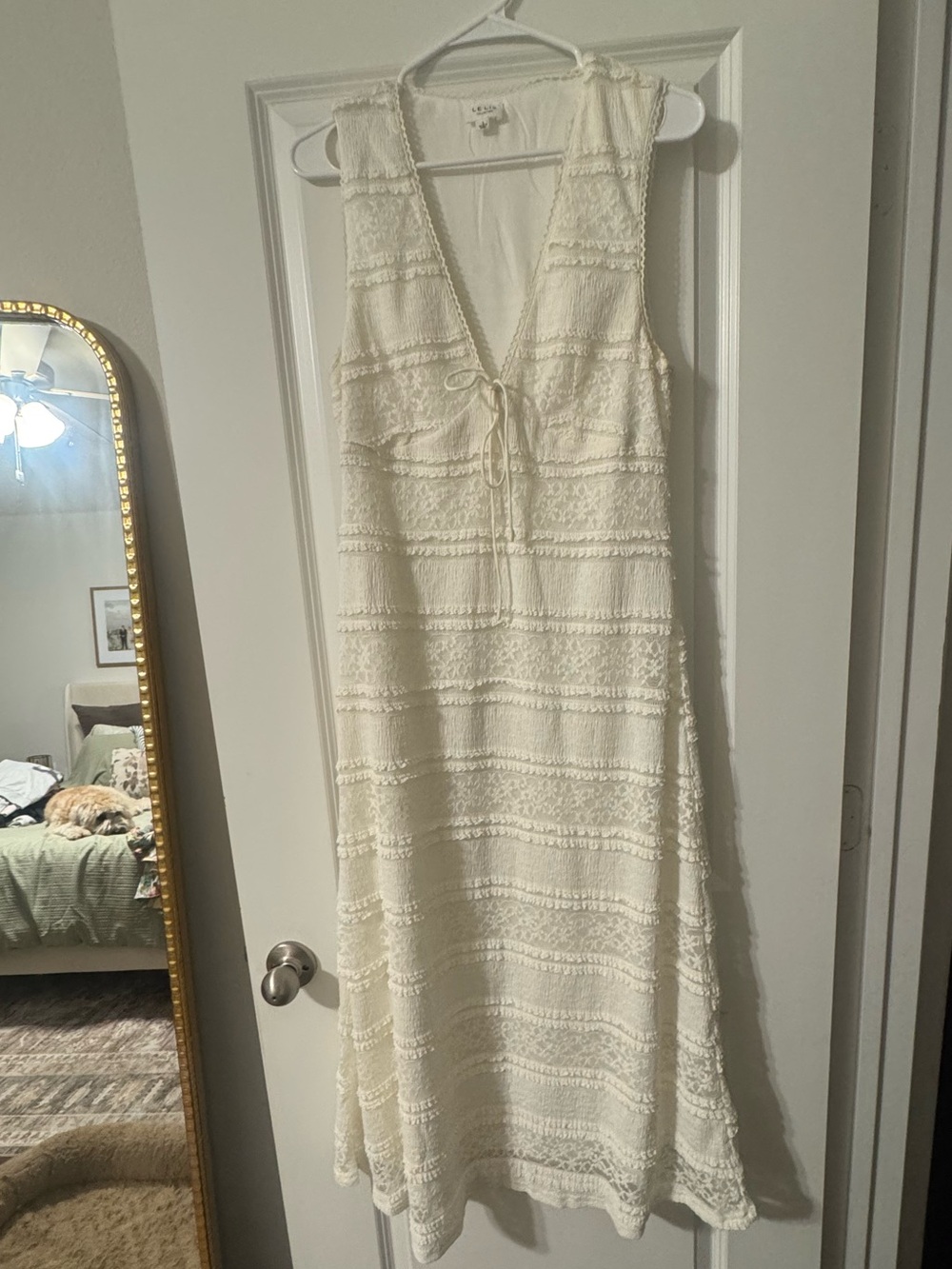 Le Lis Cream Lace V-Neck Summer Dress